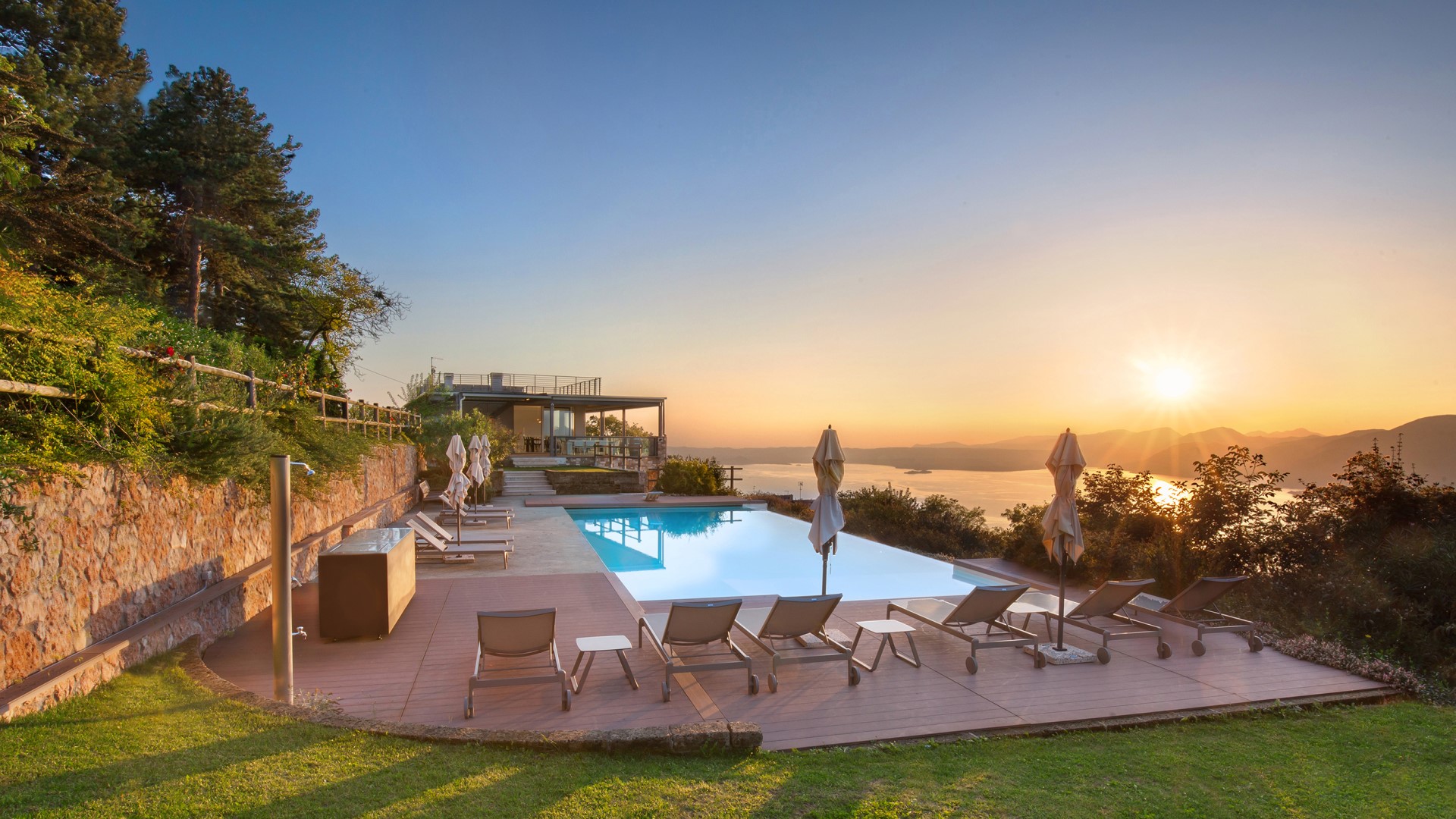 Villa Gemma, Contemporary Lake Garda Villa above San Zeno di Montagna Main View